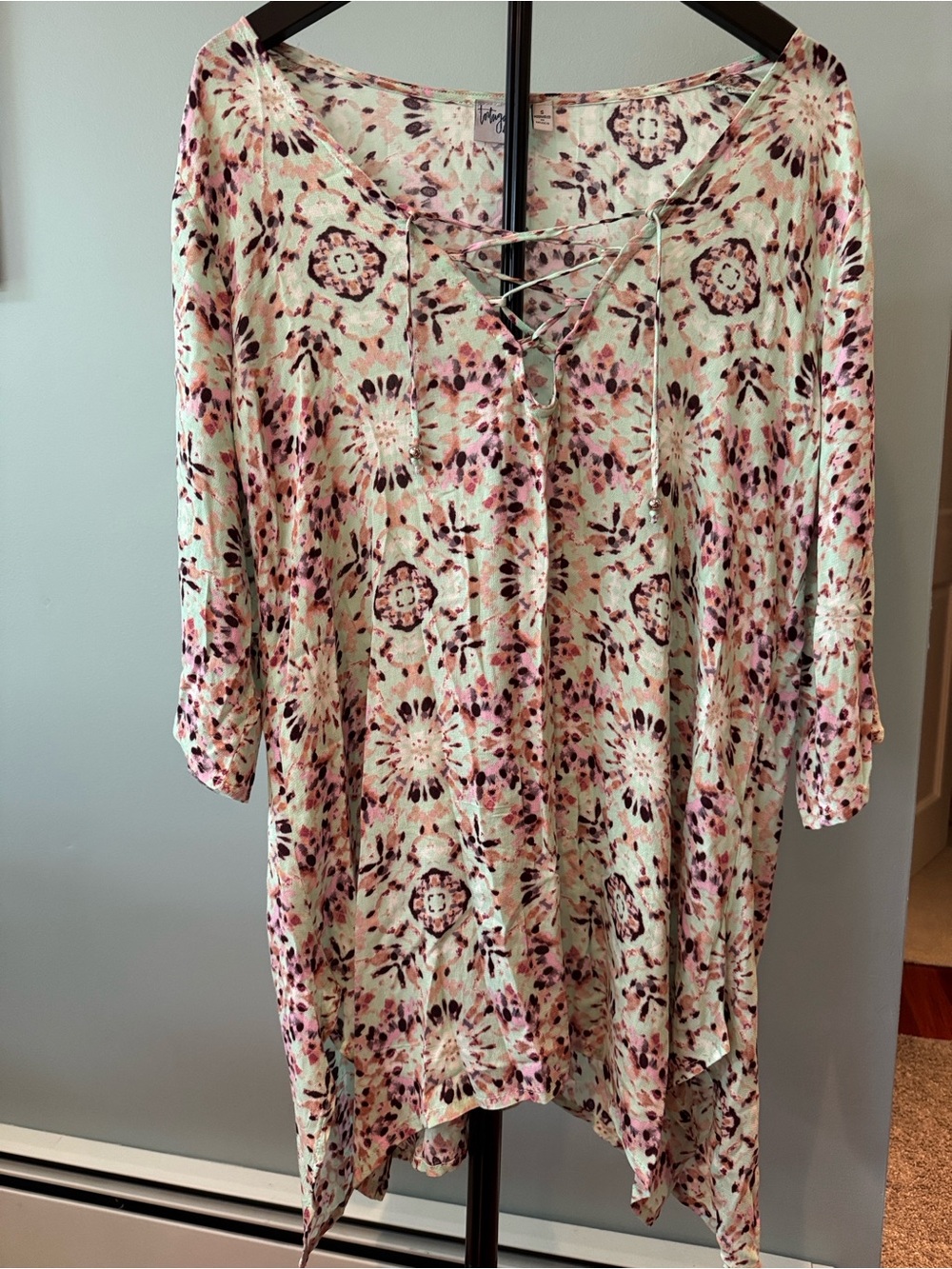 Rayon  swim cover up corded v neck size small Tortuga Del Mar